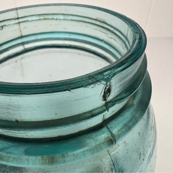 VINTAGE BALL 1910-1923 MASON JAR - BLUE  - QUART - ZINC LID - Picture 3 of 16